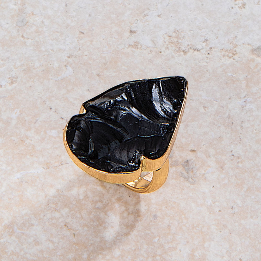 Obsidian Arrowhead Ring