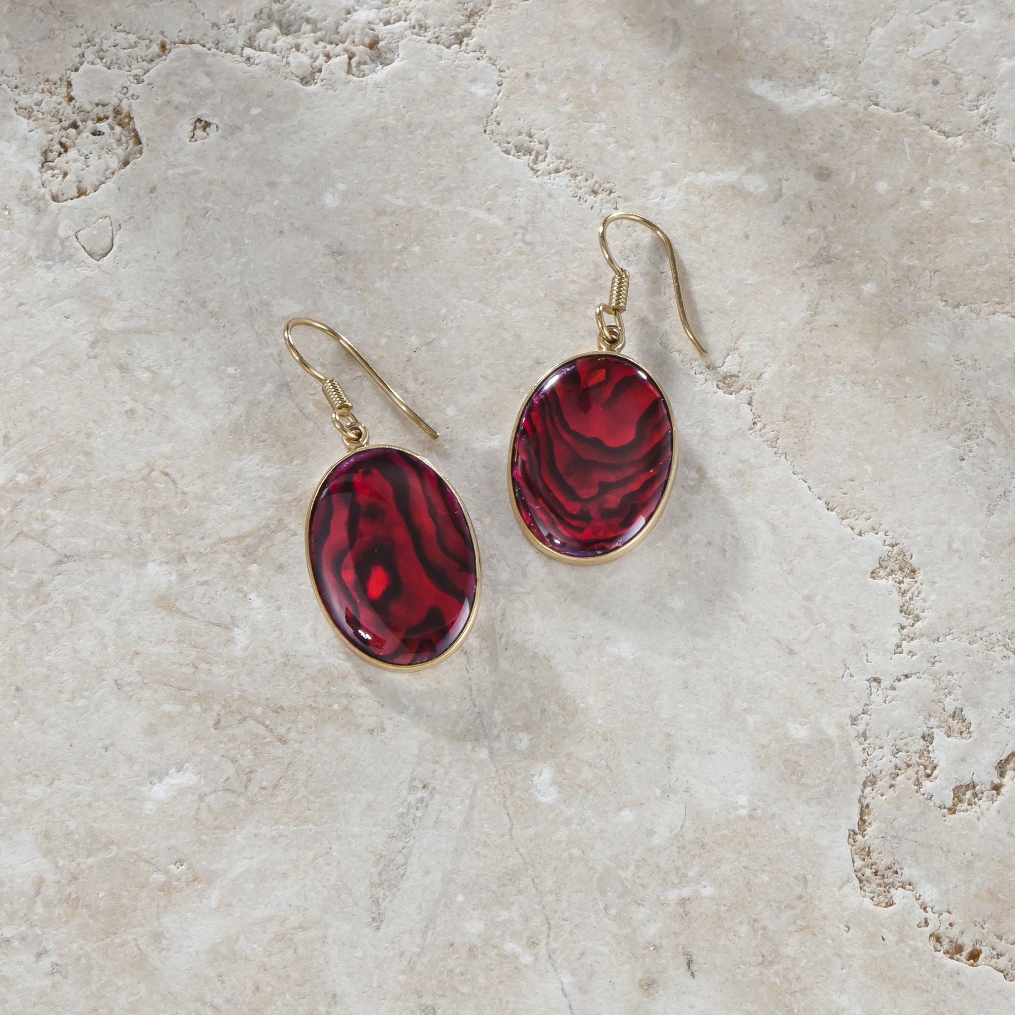 Red Abalone Dangle Earrings