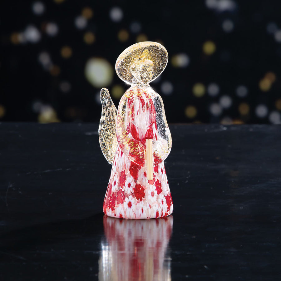 Murano Glass Red & White Millefiori Angel