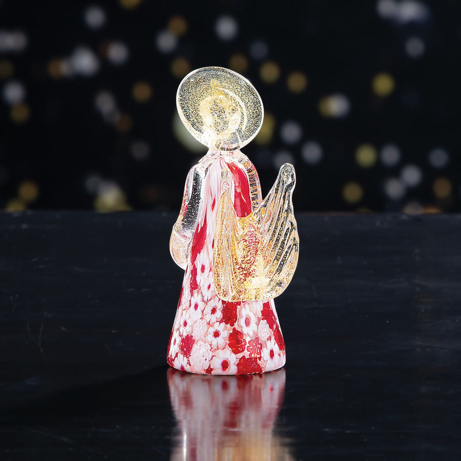 Murano Glass Red & White Millefiori Angel