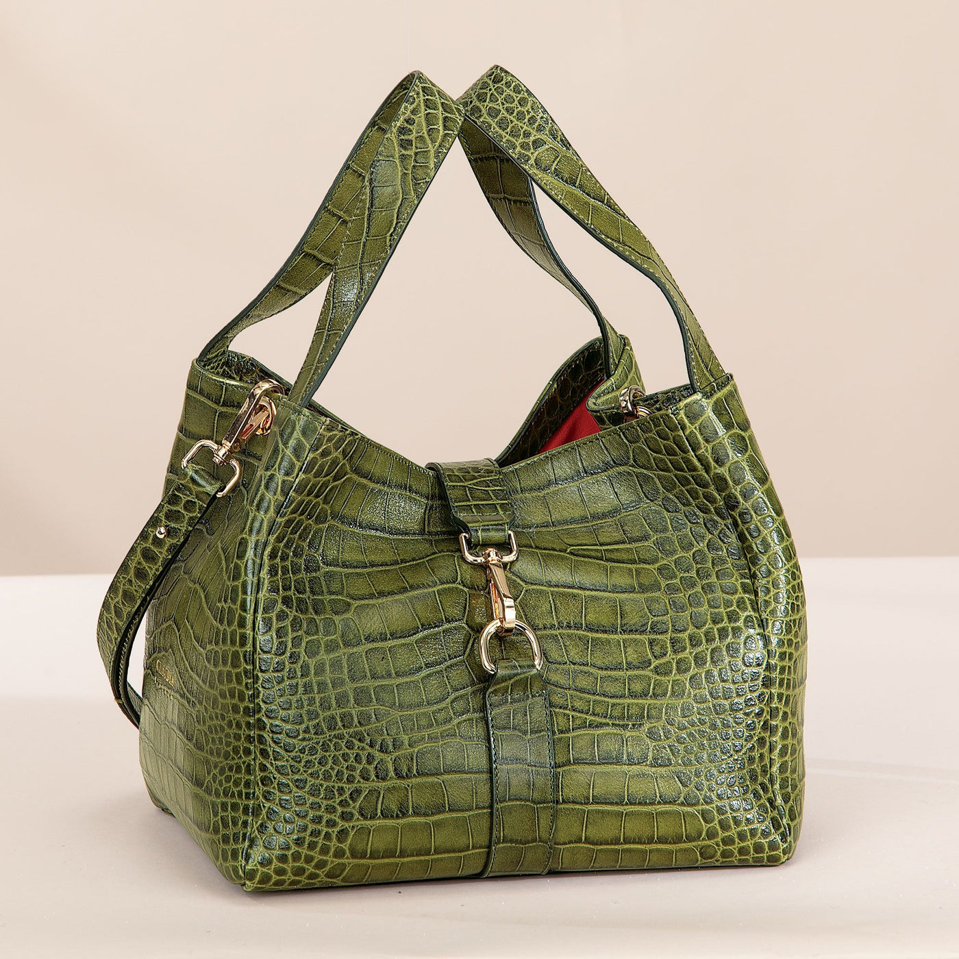 Italian Leather Messina Green Handbag