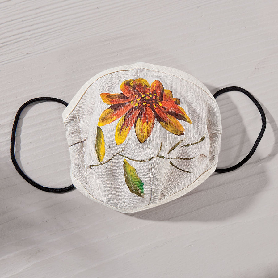 Hand-Painted Sunflower Face Mask