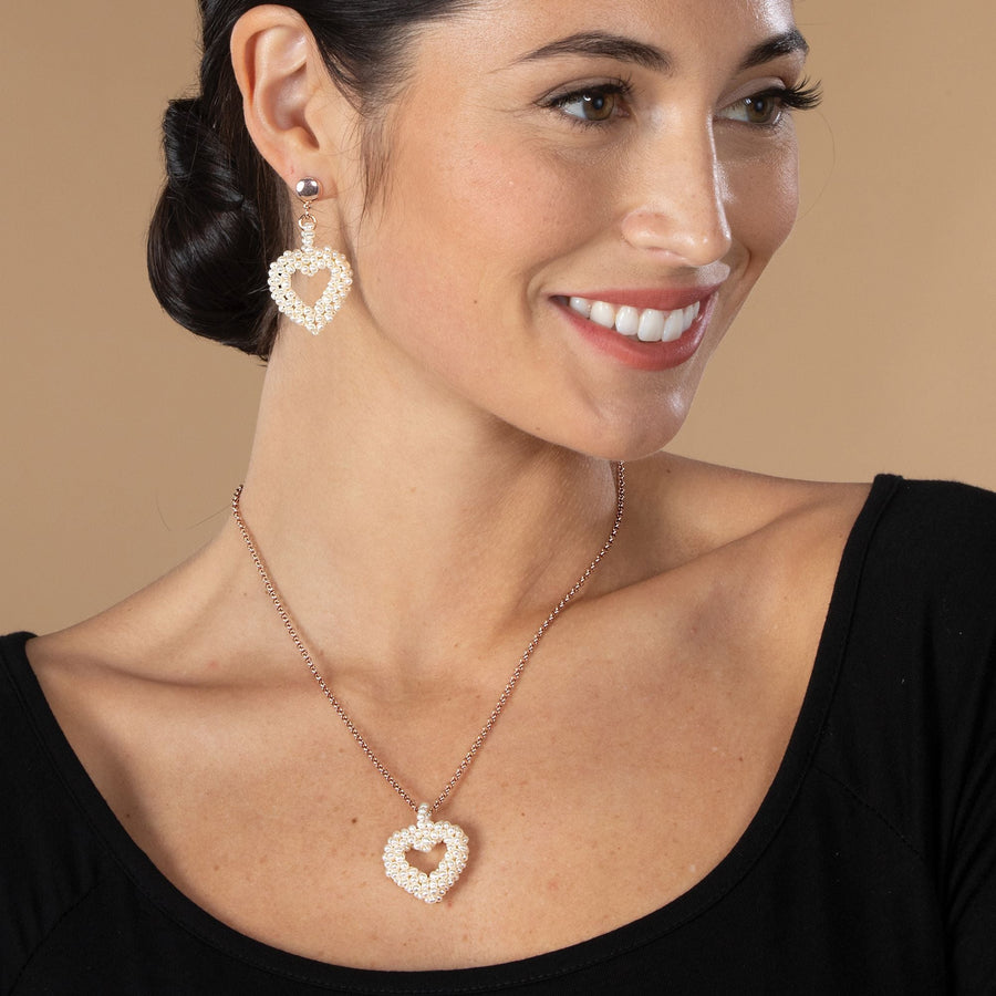 Murano Glass Pearl Heart Chain Necklace