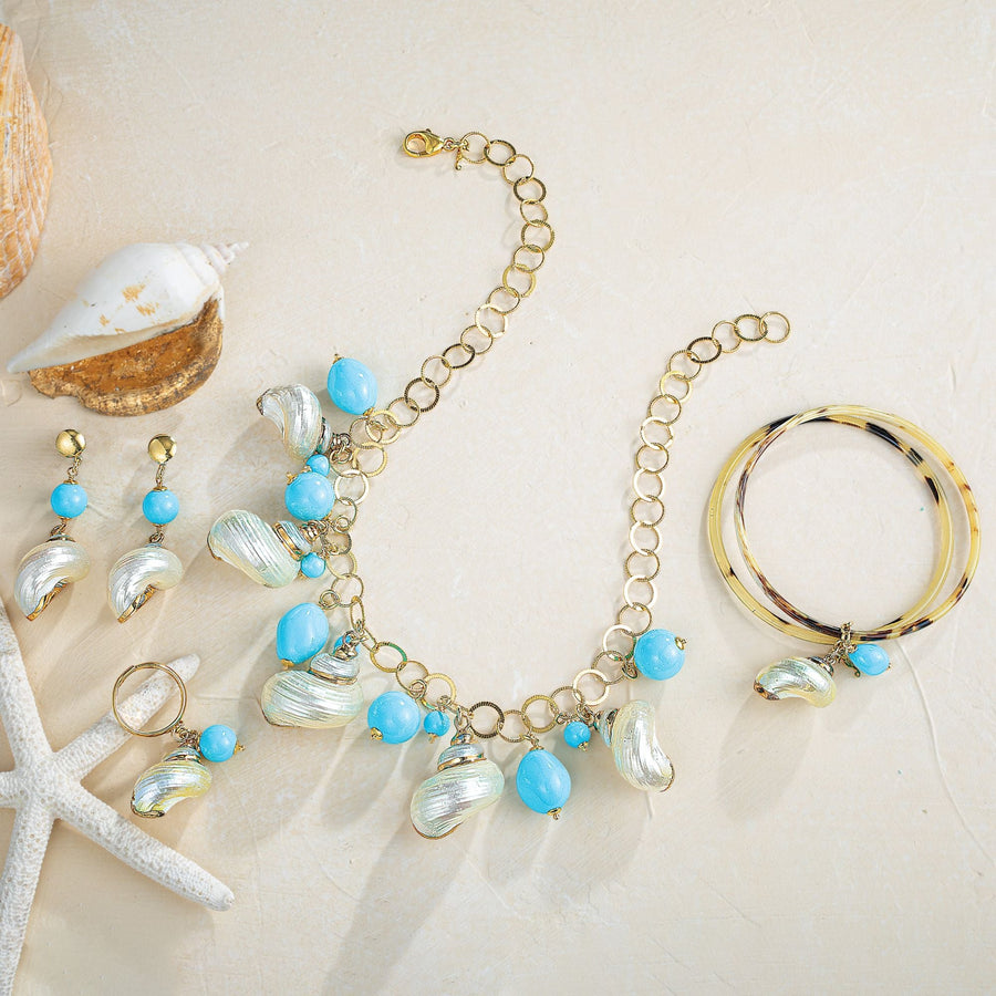 Sea Tides & Turquoise Shell Ring