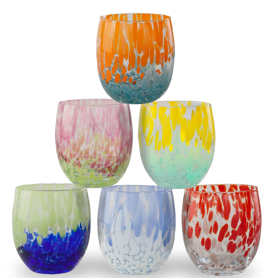 Murano-Style ''Pioggia Soffice'' Drinking Glasses Set Of 6