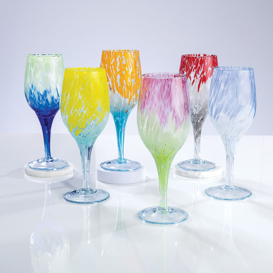 Murano-Style Pioggia Soffice Wine Glasses Set of 6