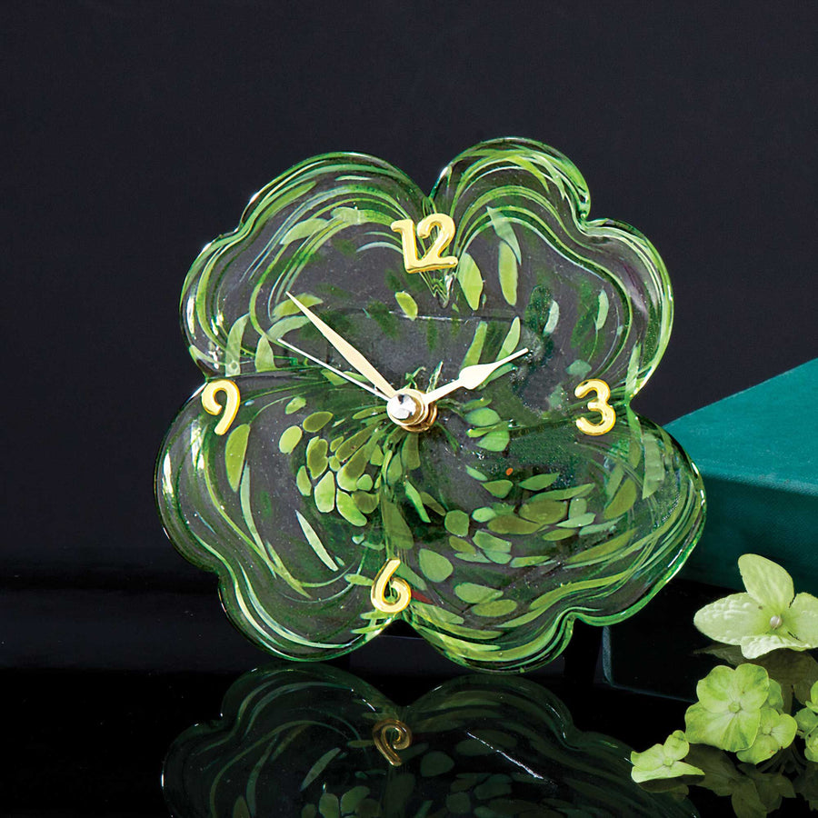 Murano-Style Glass Clover Clock