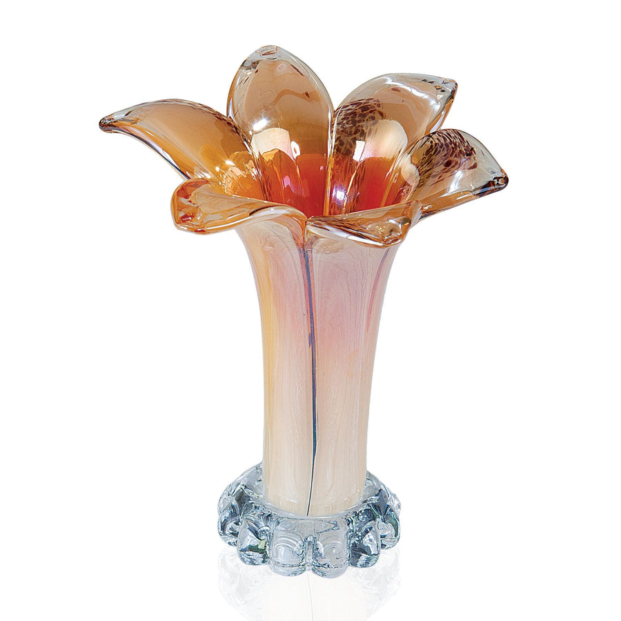 Murano-Style Orange Glass Sculptural Vase