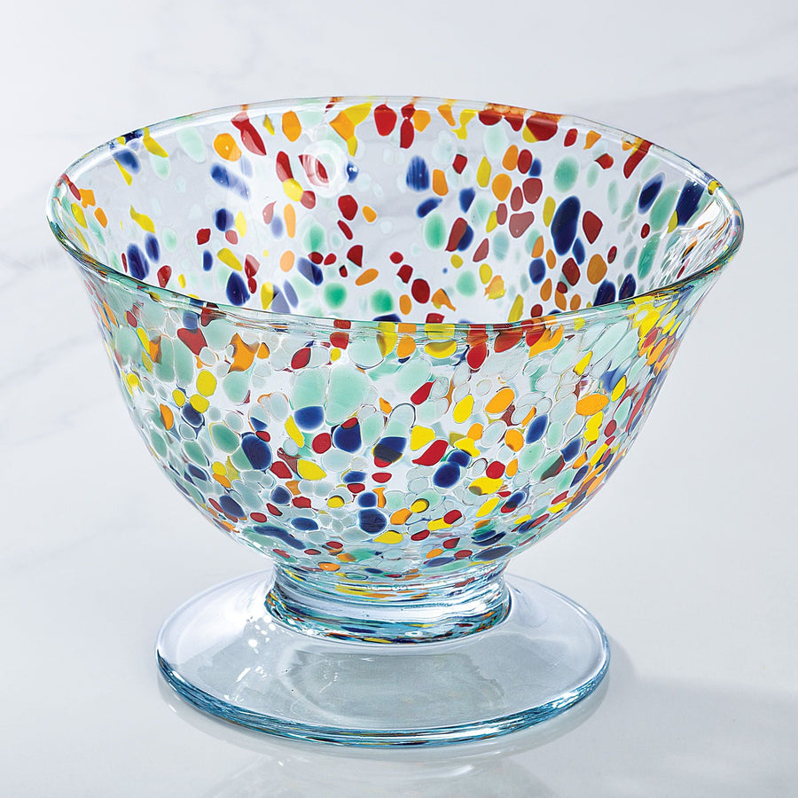Murano-Style Rainbow Glass Serving Bowl