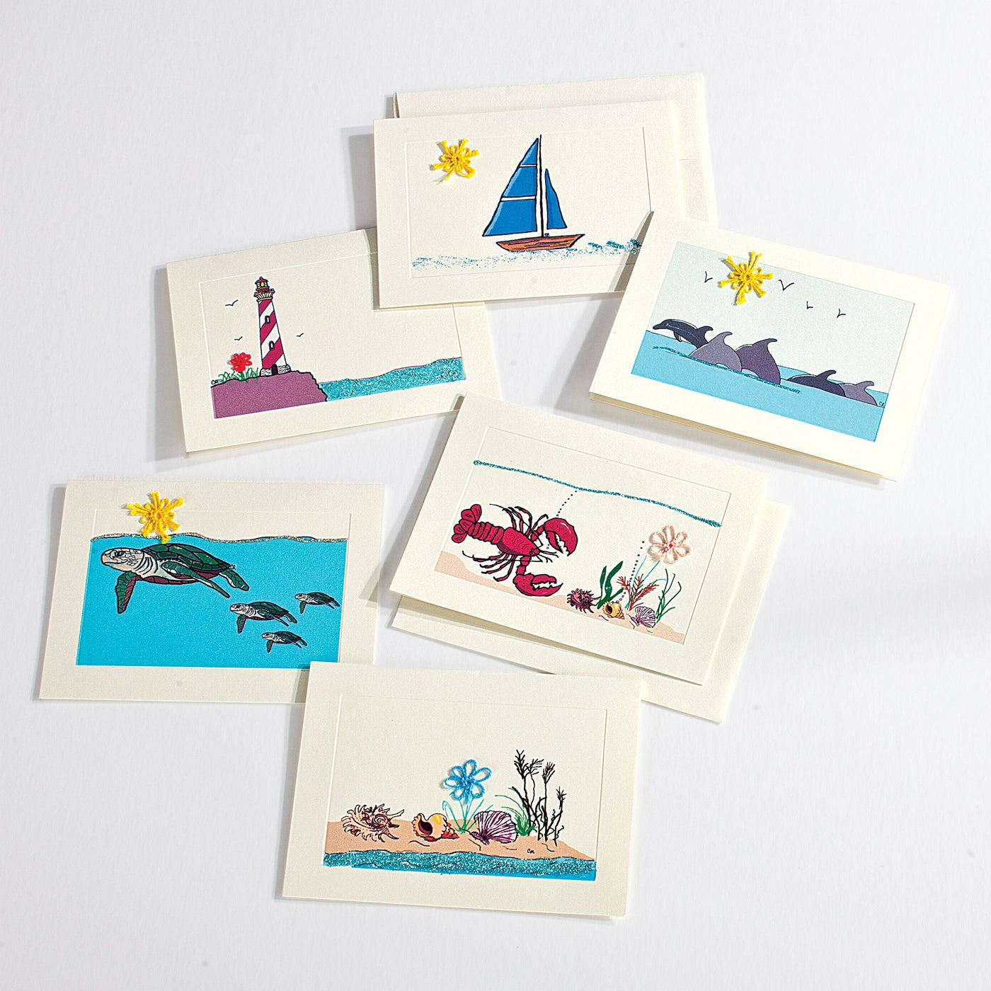 Hand-Tatted Summertime Card Set Of 6