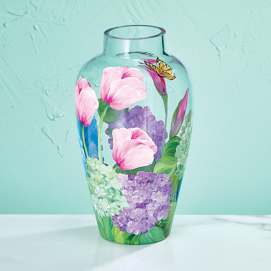 Hand-Painted Spring Florals Vase