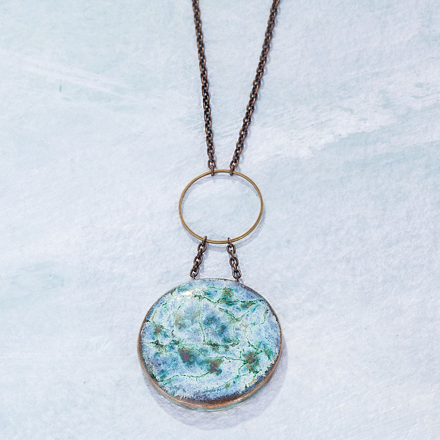 ''Earth Angel'' Ceramic Circle Large Pendant Necklace