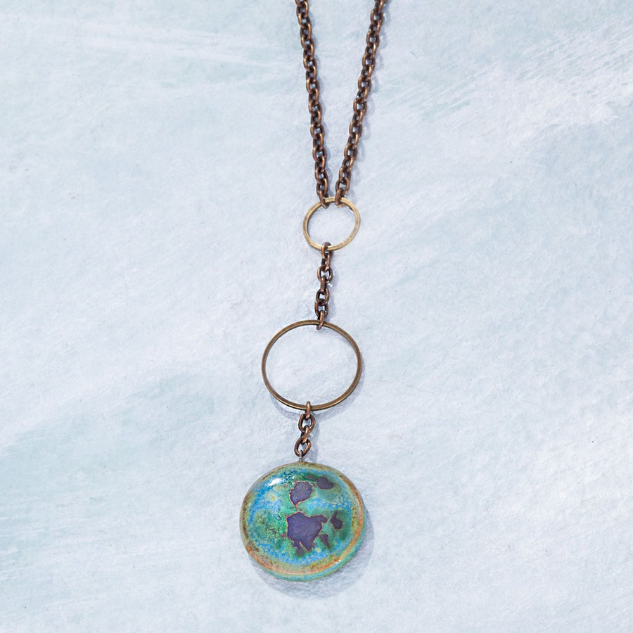 ''Earth Angel'' Ceramic Circle Pendant Necklace