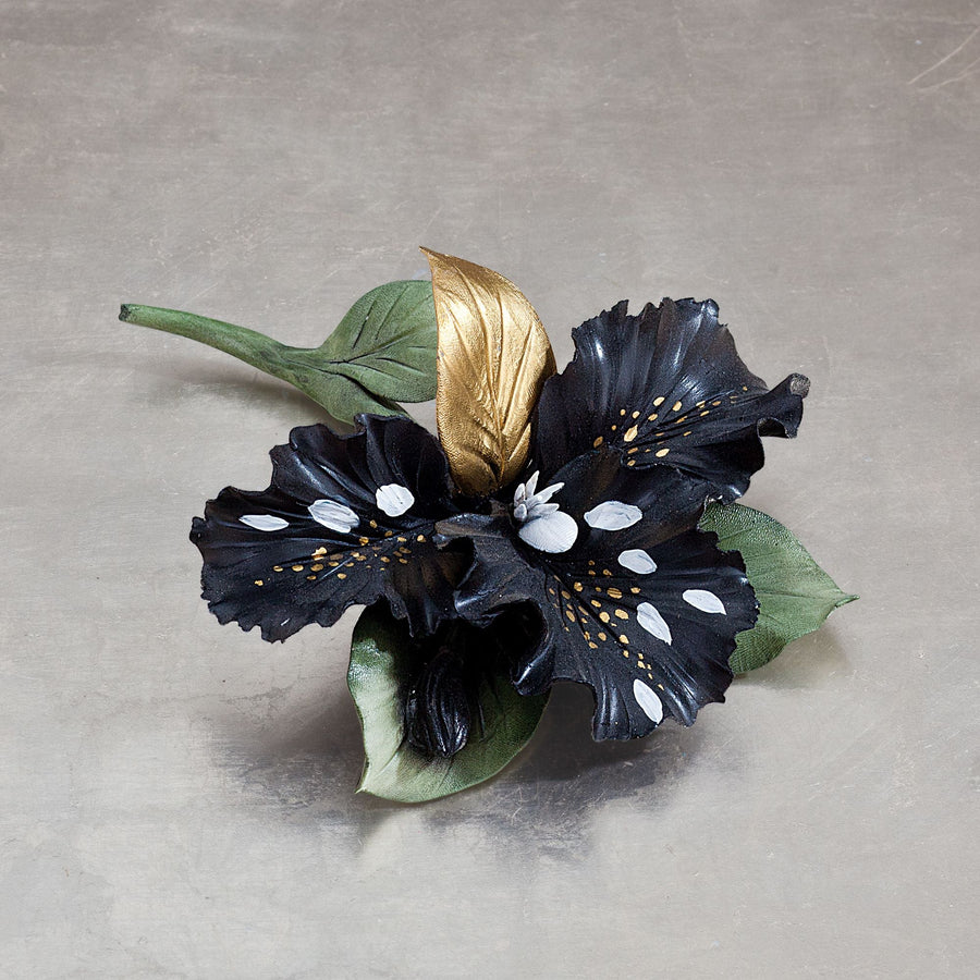 Capodimonte Porcelain Black & Gold Spotted Iris