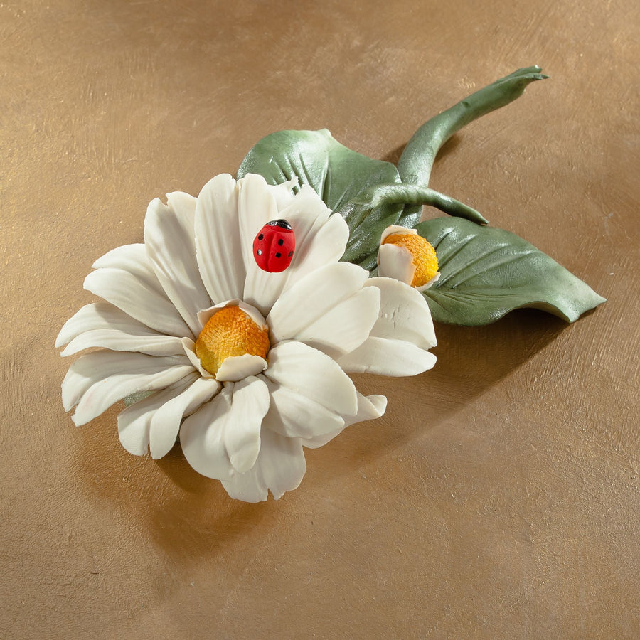 Capodimonte Porcelain White Daisy With Ladybug