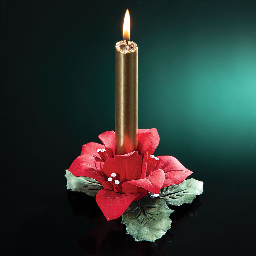 Capodimonte Porcelain Poinsettia Candle Holder