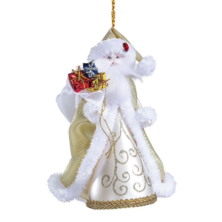 De Carlini White & Gold Santa Collectible Ornament