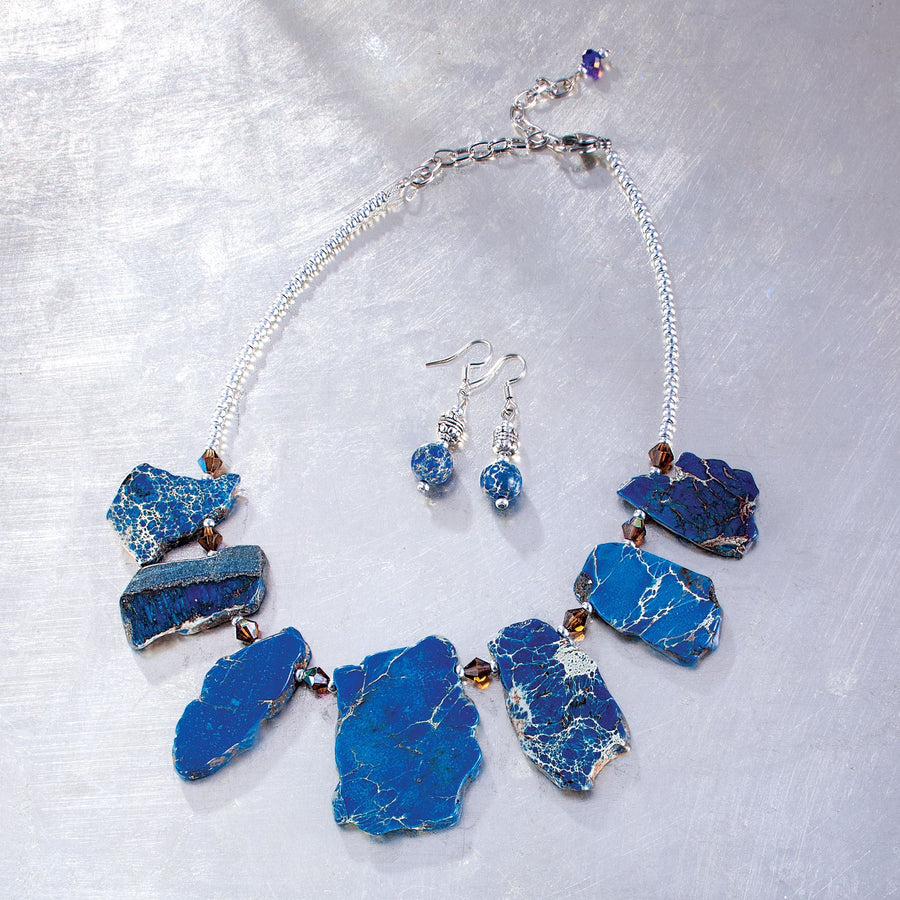 ''Blue Breeze'' Aqua Terra Jasper Necklace & Earrings Set