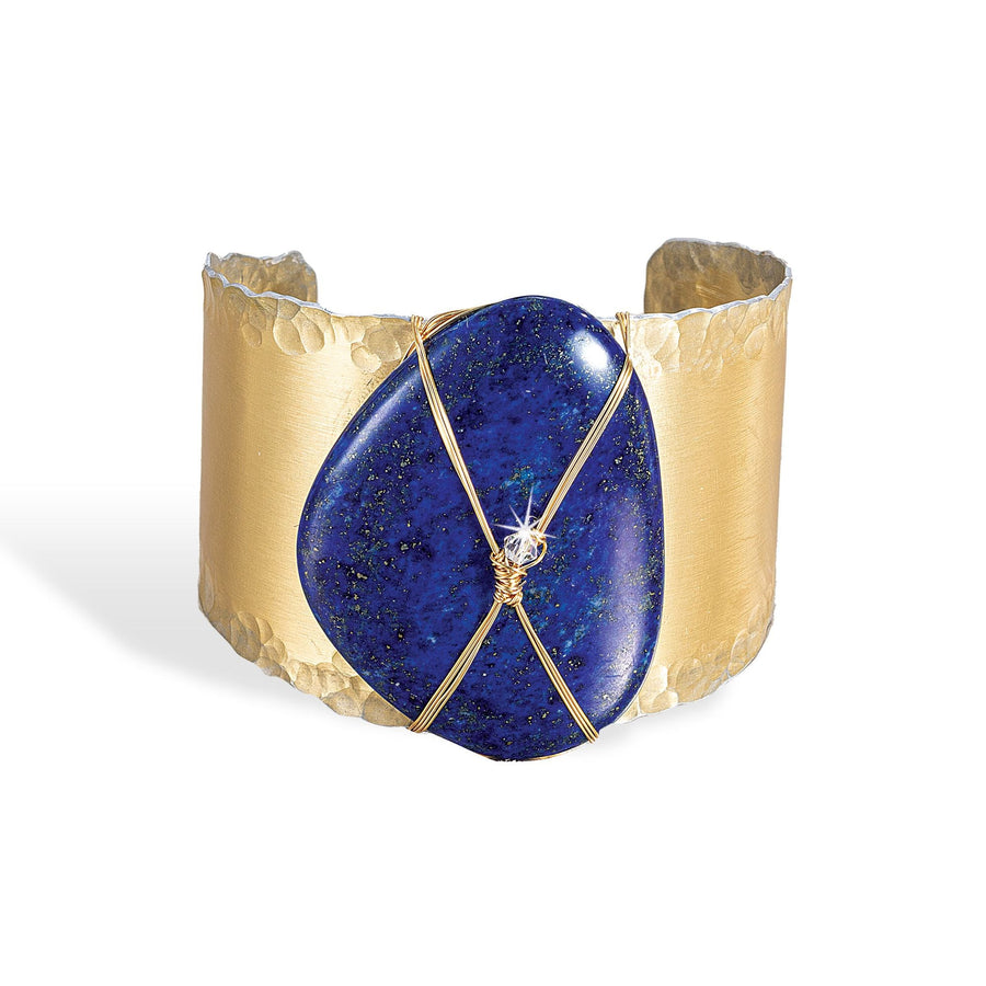 Wire-Wrapped Lapis Stone Cuff