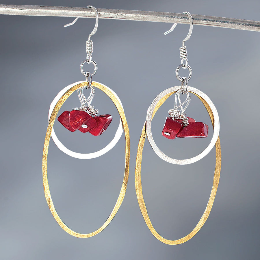 Karen's Two-Toned Coral Stone Earrings