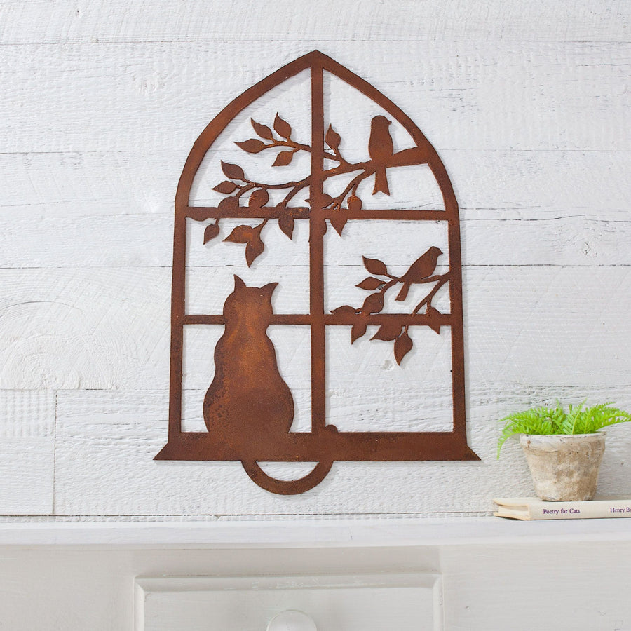 Cat & Bird Window Wall Art
