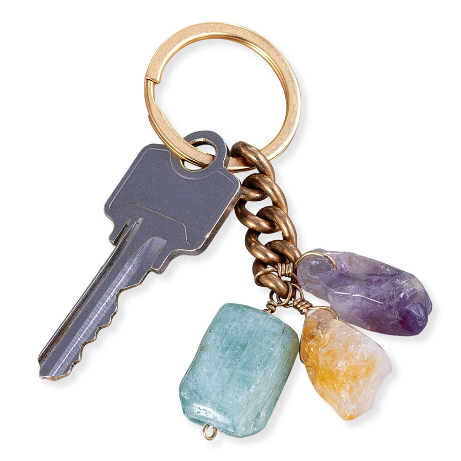 Raw Gemstone Keychain