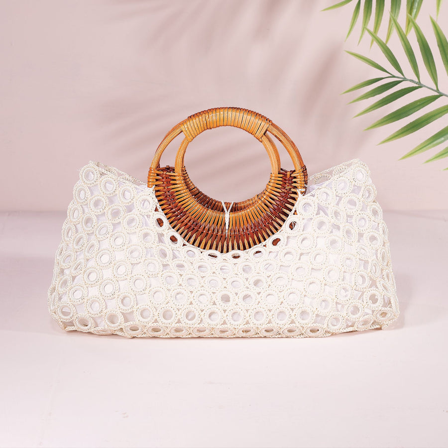 Ivory Crocheted Italian Handbag