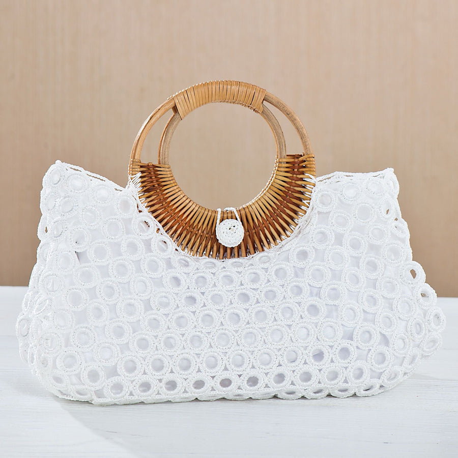 White Crocheted Italian Handbag