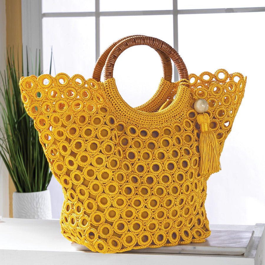 Madame Crocheted Mustard Tote Bag