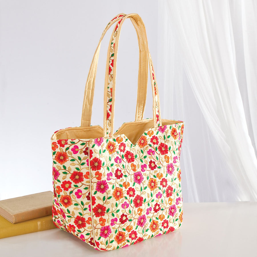 Elizabeth's ''Glinting Meadow'' Embroidered Tote