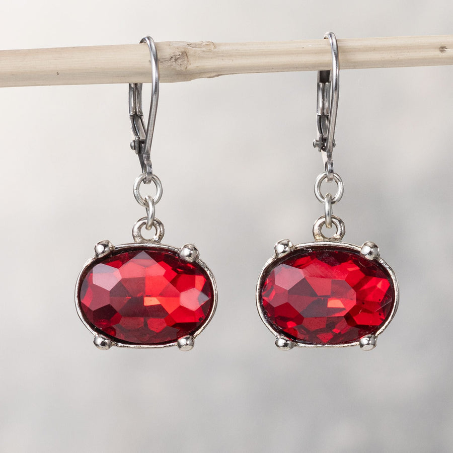 Red Art Deco Crystal Earrings