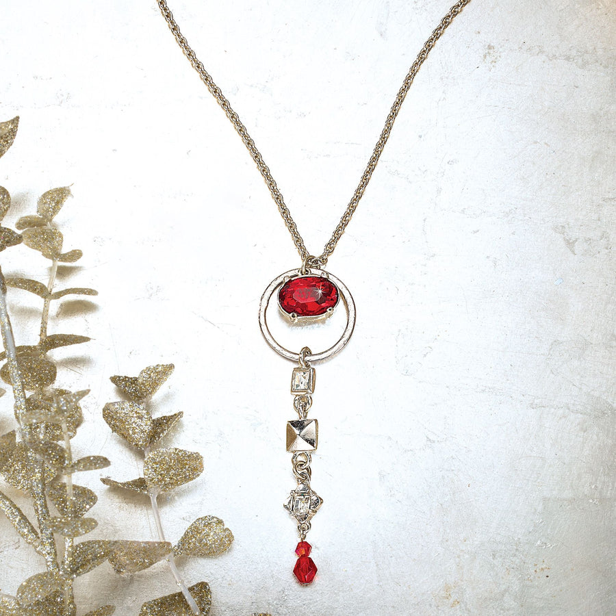 Red Art Deco Crystal Necklace