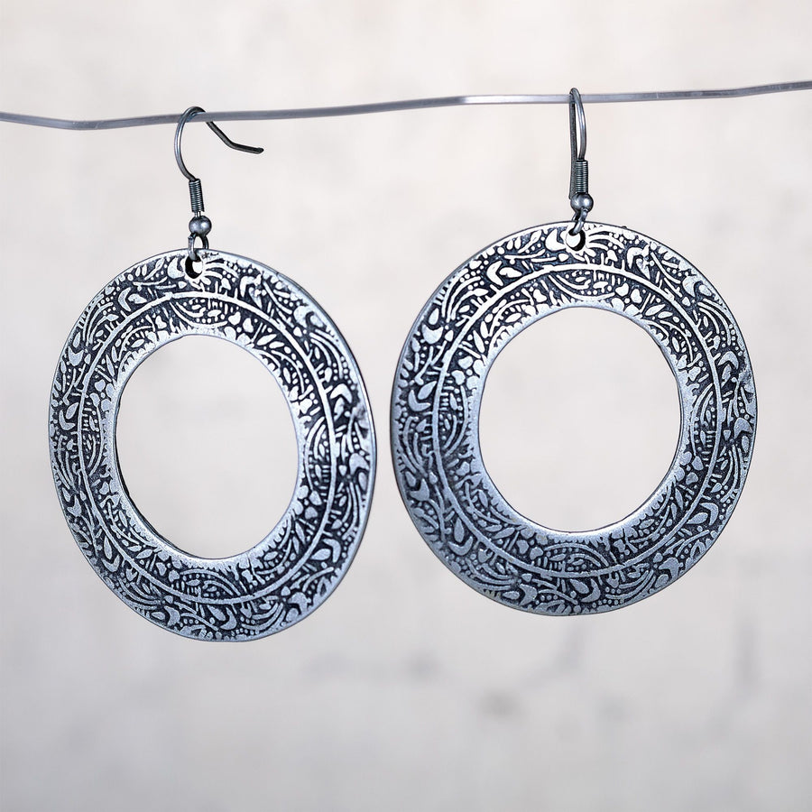 Turkish Pewter Circle Earrings