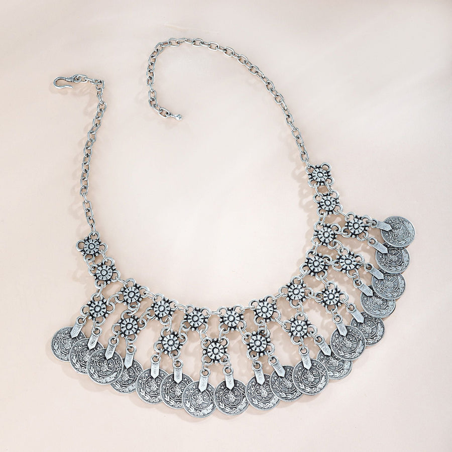 Turkish Pewter Coin Necklace