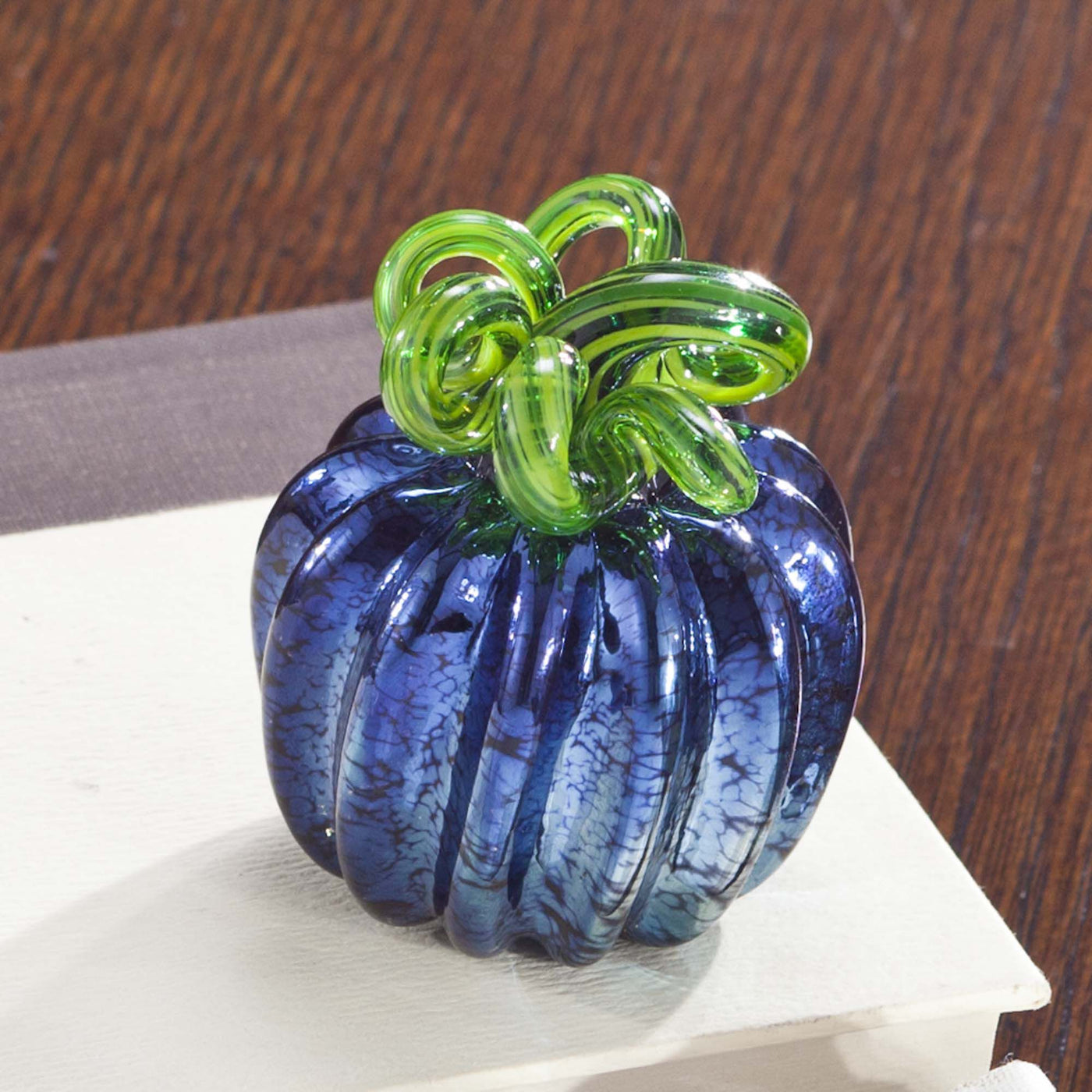 Hand-Blown Glass Fairy Tale Harvest Blue Pumpkin