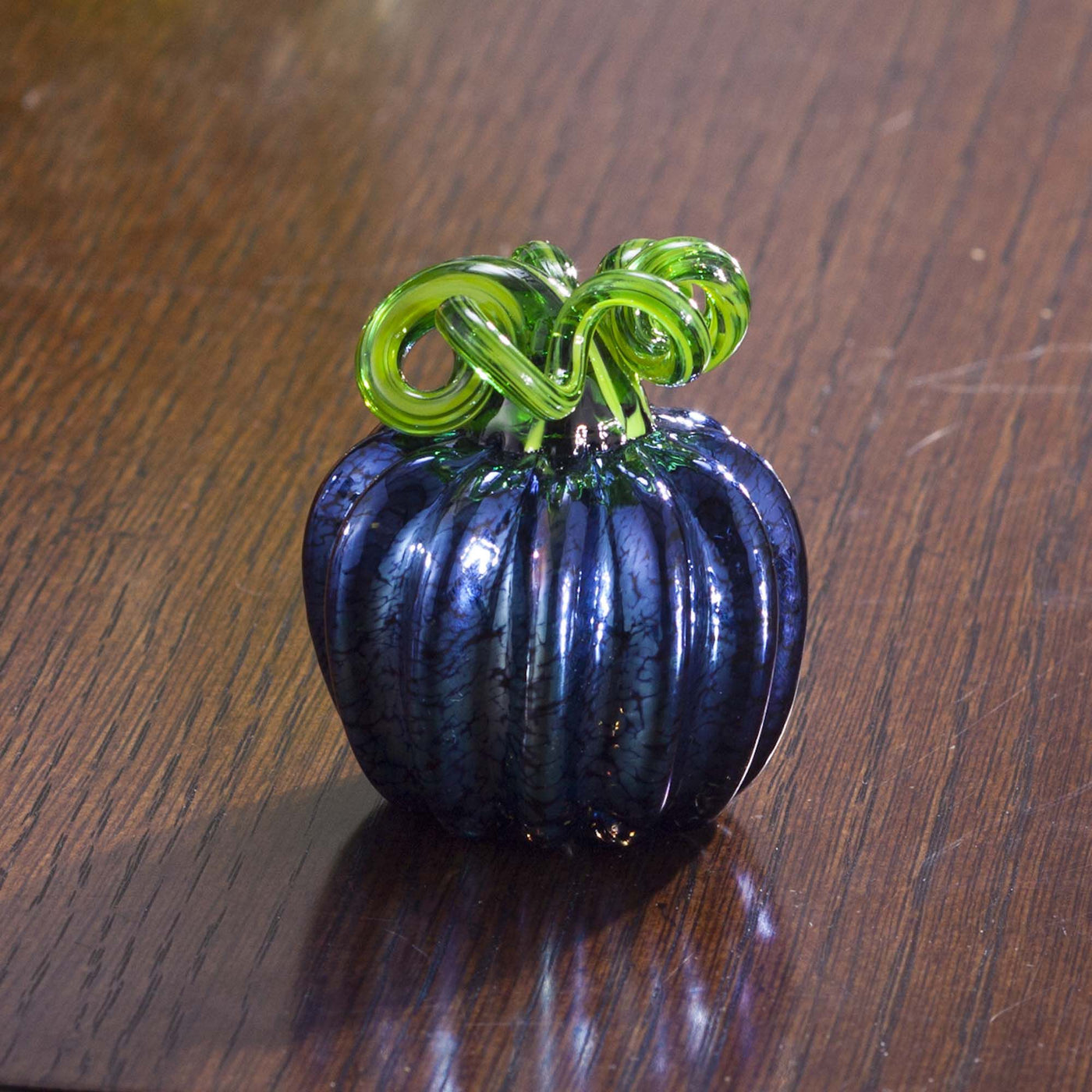 Hand-Blown Glass Fairy Tale Harvest Blue Pumpkin