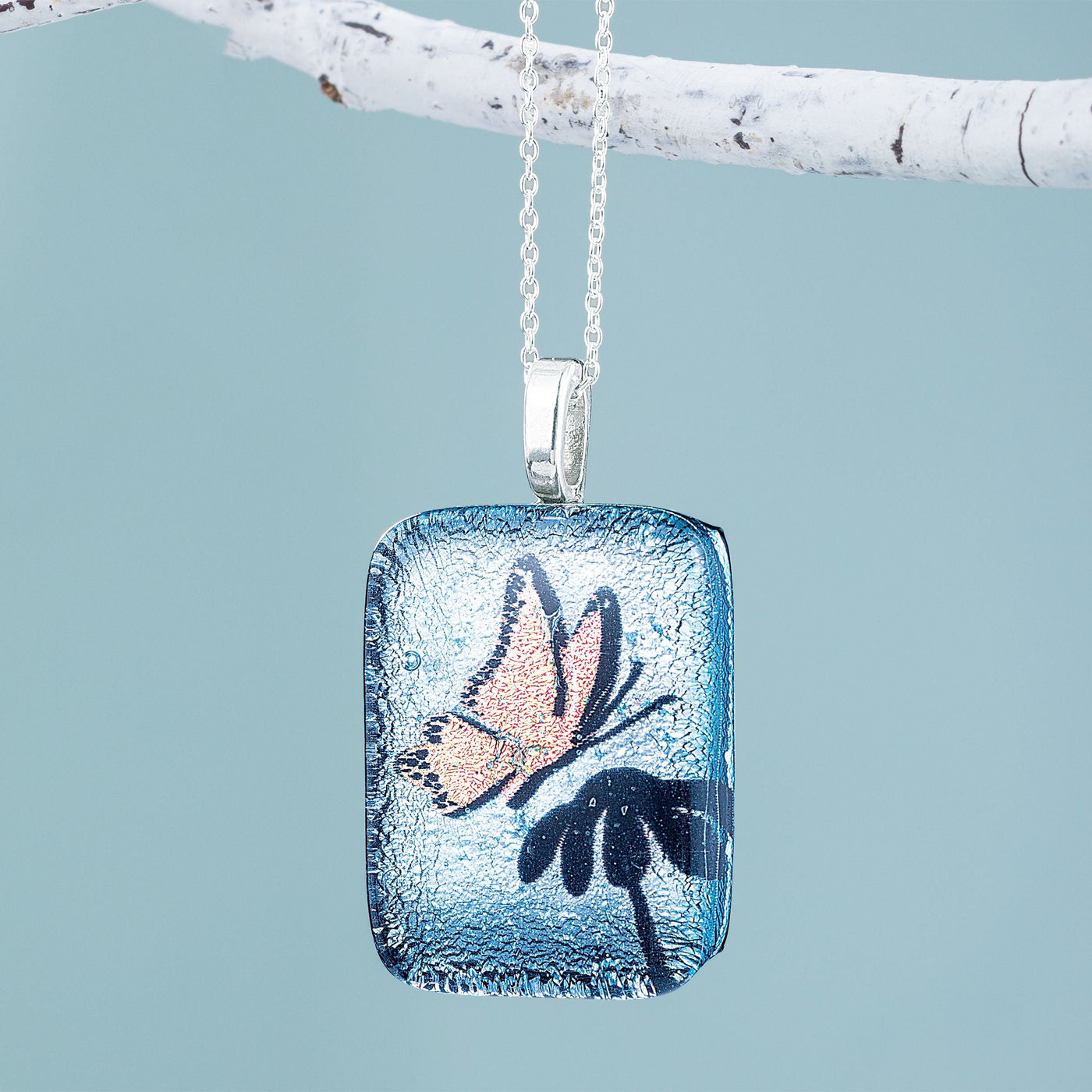 Social Butterfly Dichroic Glass Necklace