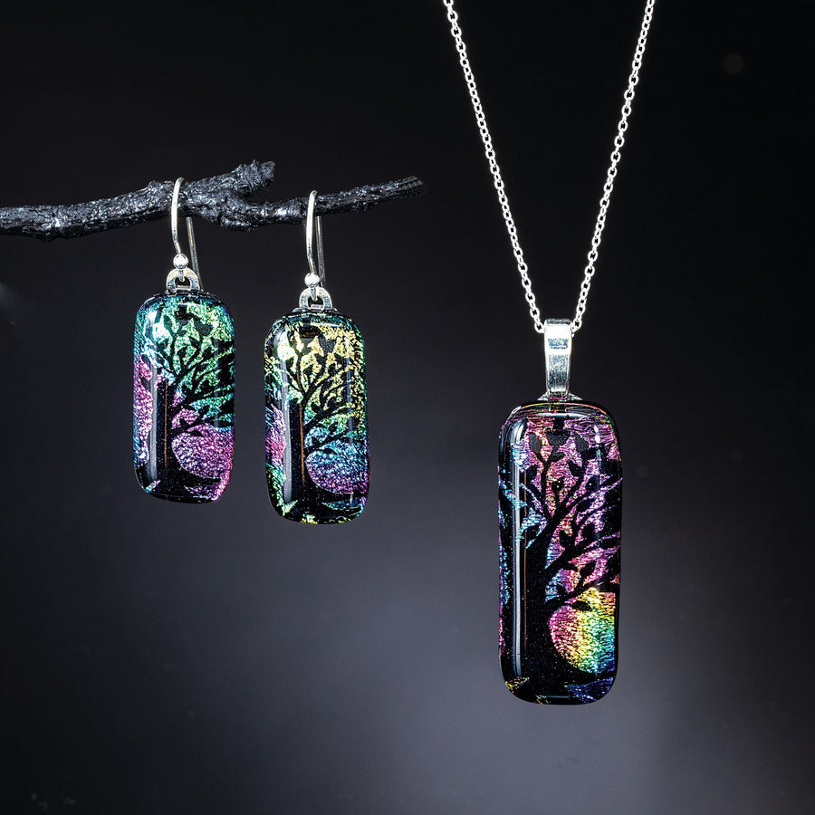 Calm After the Storm Dichroic Glass Necklace & Earrings Set