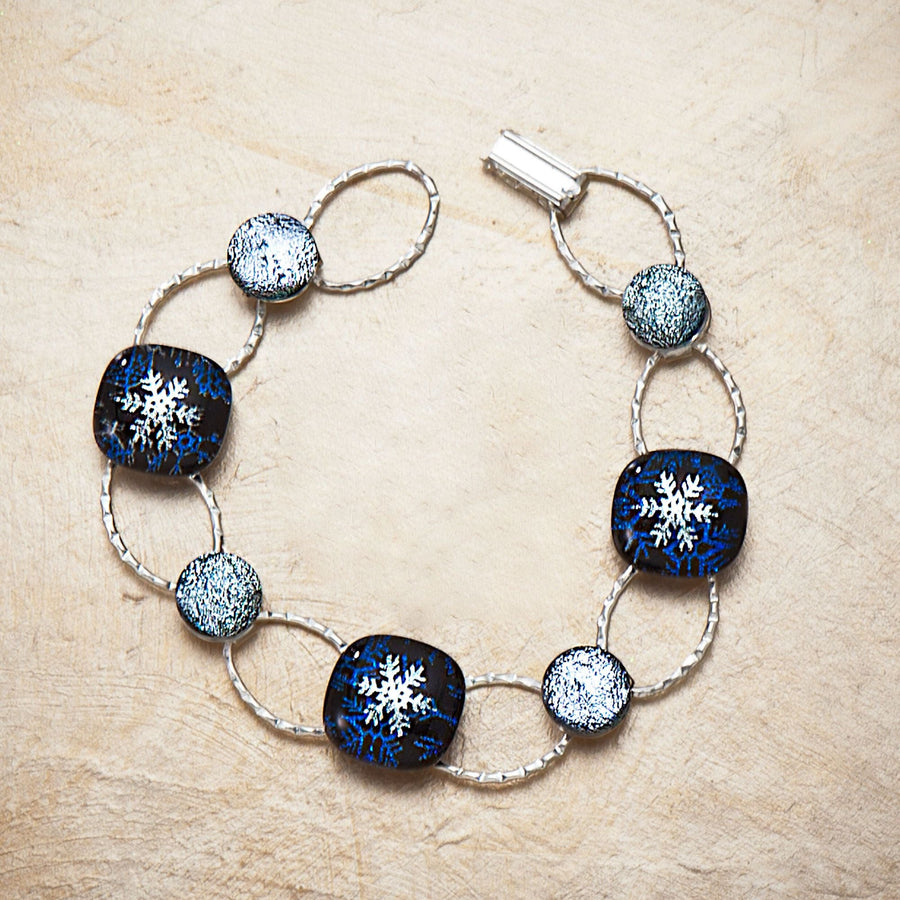 Dichroic Glass Snowflake Bracelet