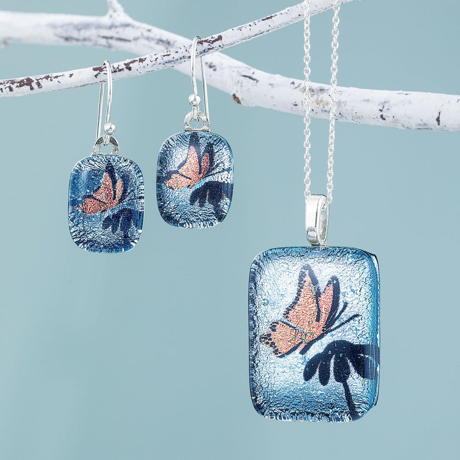 Social Butterfly Dichroic Glass Necklace
