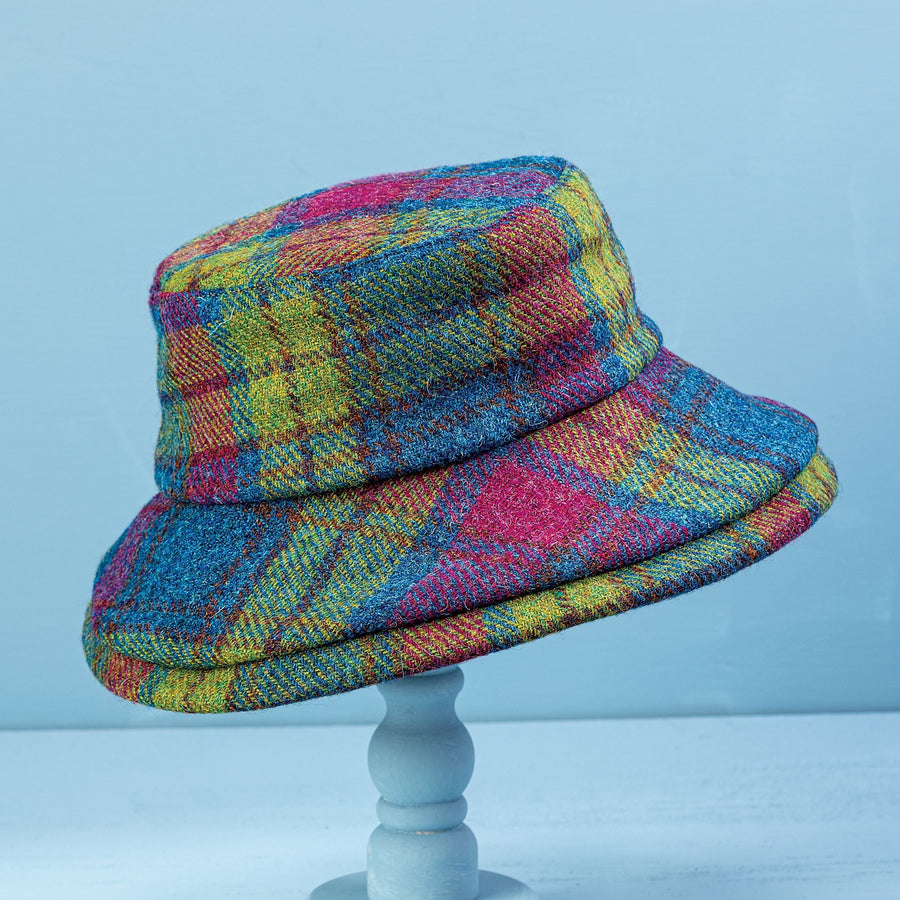 Fiona Rainbow Plaid Harris Tweed Bucket Hat