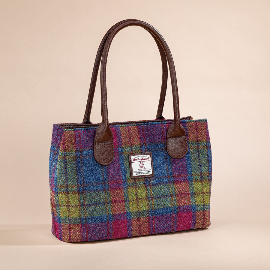 Rainbow Plaid Harris Tweed Tote