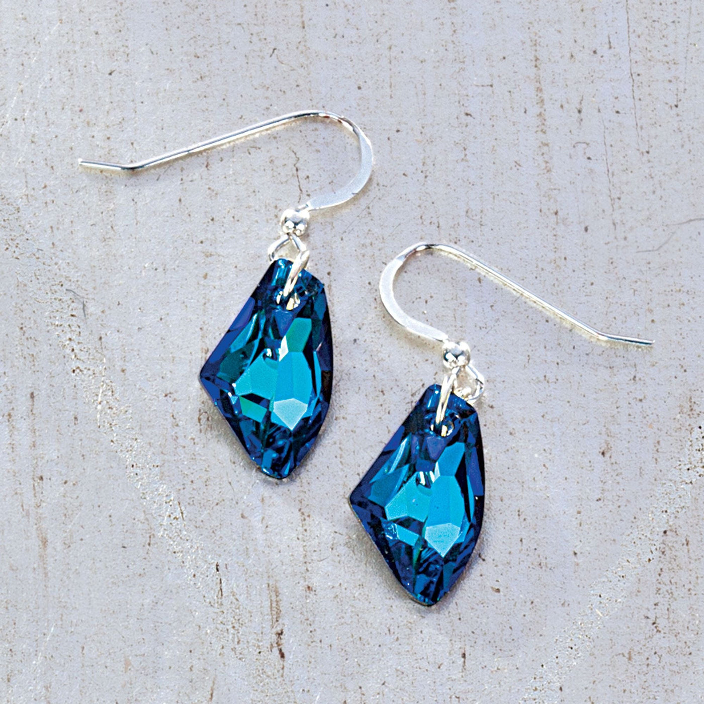 Moonlight Blues Faceted Glass Crystal Earrings