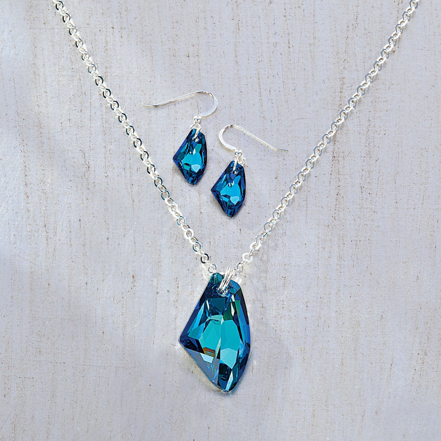 Moonlight Blues Bermuda Blue Crystal Necklace & Earrings Set
