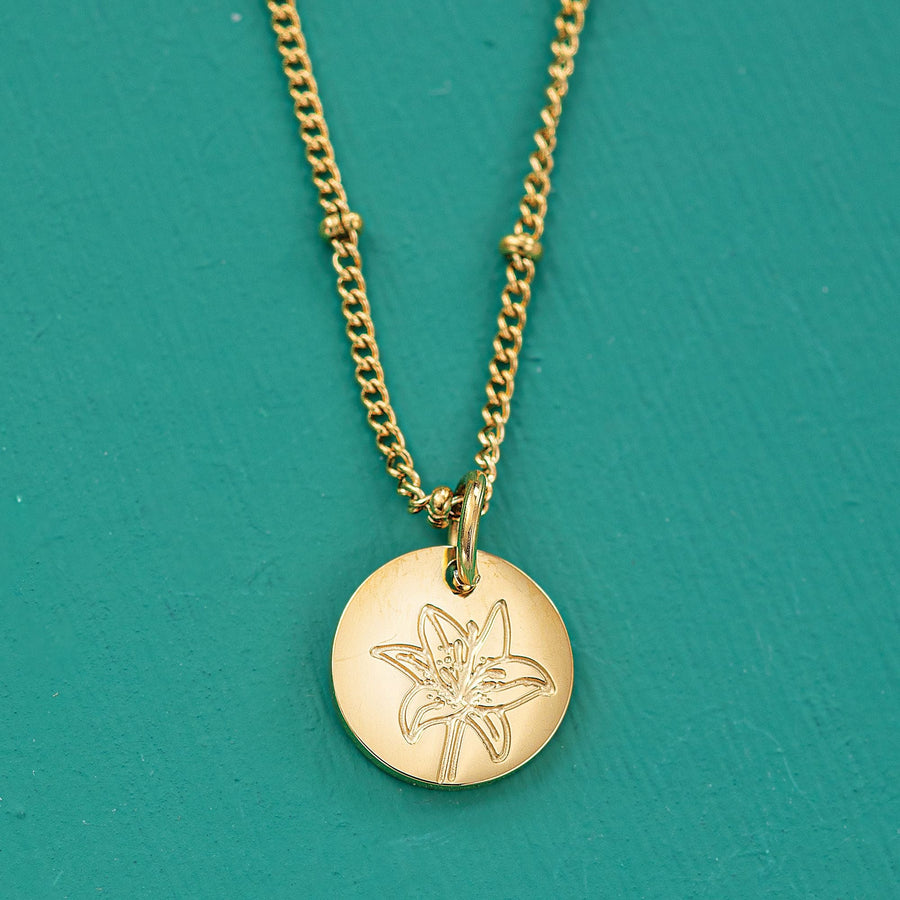 May Lily Birth Flower Charm Necklace