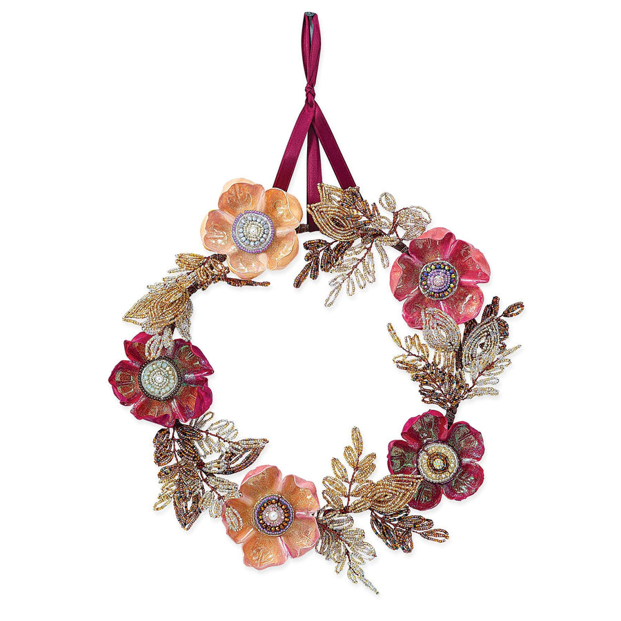 Murano Glass Fall Florals Beaded Wreath