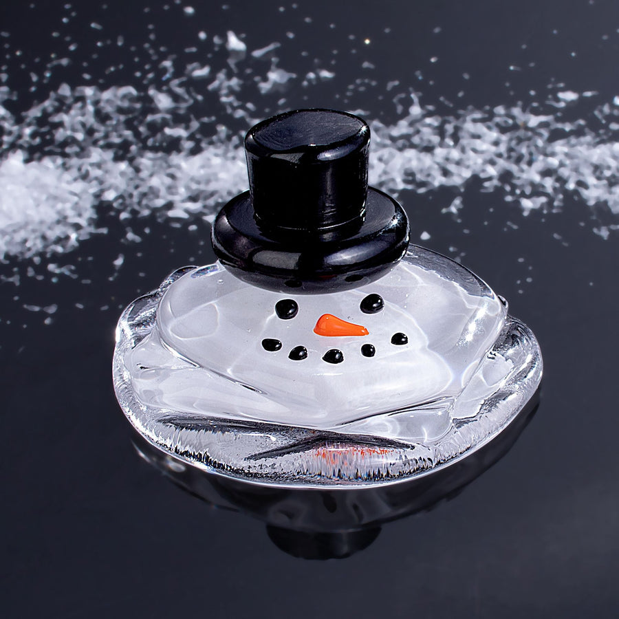 Melted Hand-Blown Glass Snowman