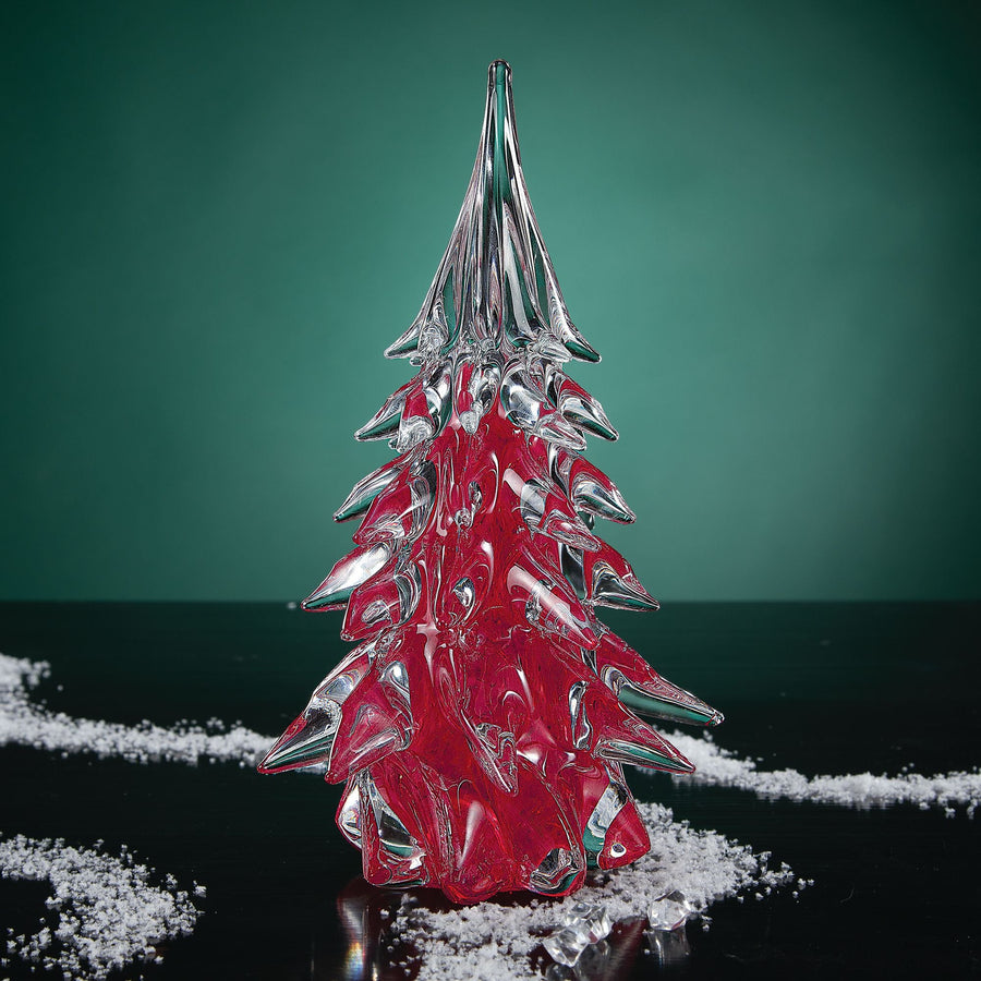 Hand-Blown Glass Large Red Christmas Tree