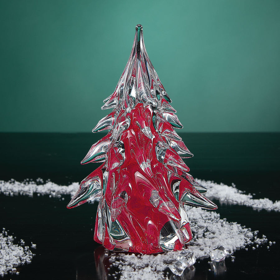 Hand-Blown Glass Small Red Christmas Tree