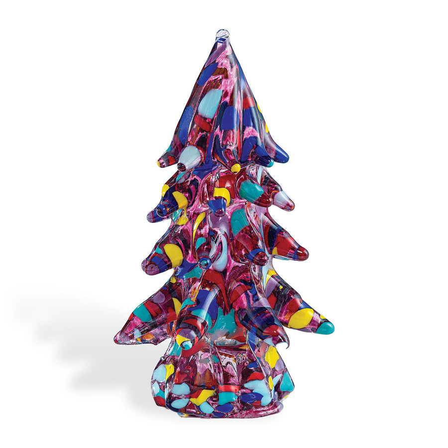 Hand-Blown Glass Colorful Christmas Tree Sculpture